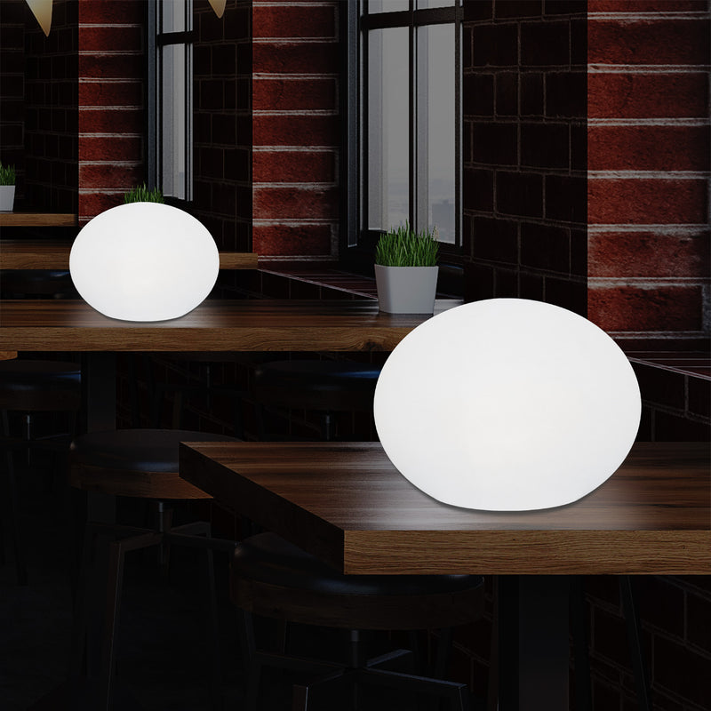 Lampe de table décorative LED E27 à intensité variable lampe de salon 3D ovale elliptique 27cm blanc