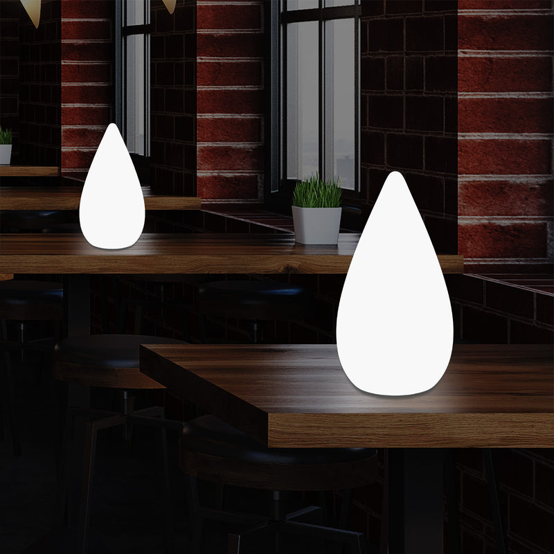 Lampe de table décorative LED 37cm, goutte d'eau E27 Luminaire de sol pour salon, blanc