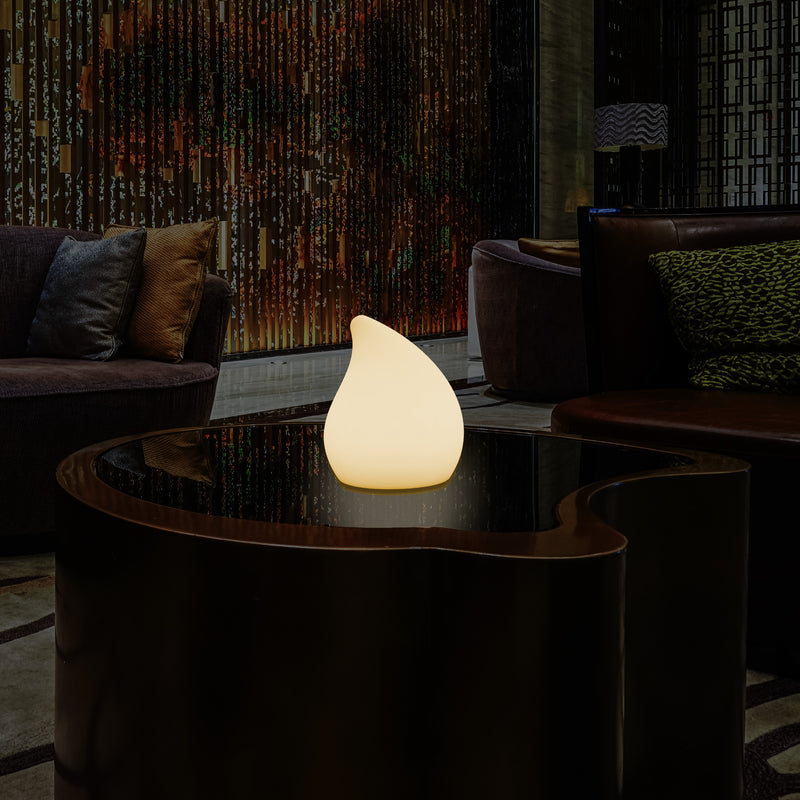 Lampe de table LED design chambre à coucher 20 cm de haut Lumière unique E27 forme larme blanc chaud