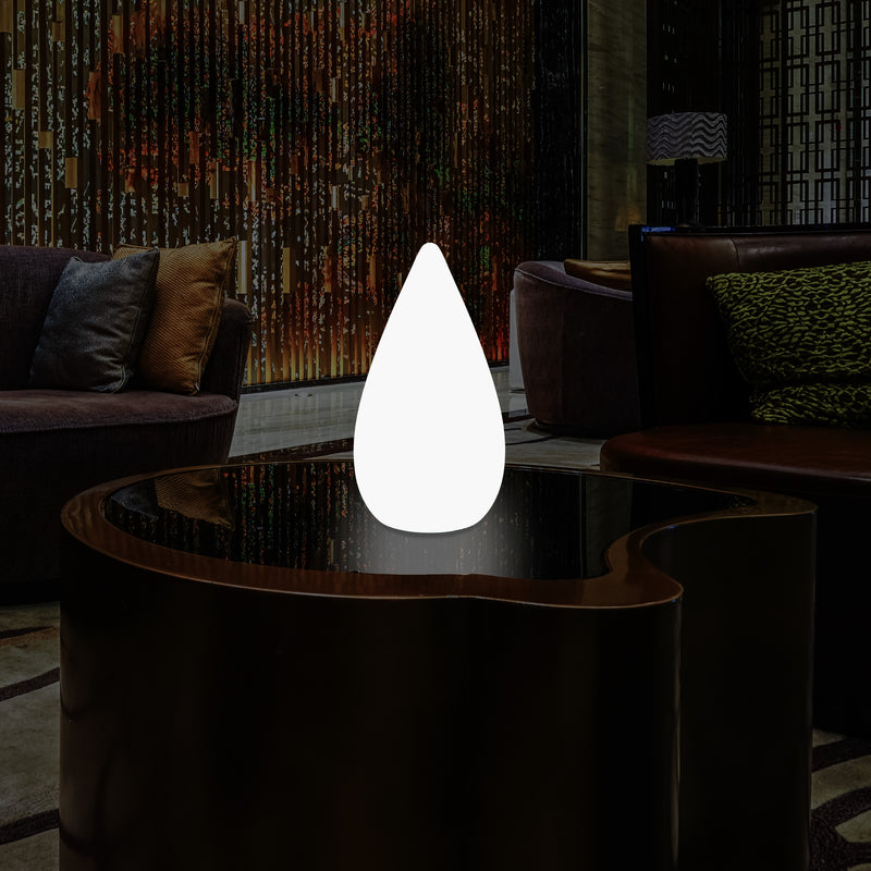 Lampe de table décorative LED 37cm, goutte d'eau E27 Luminaire de sol pour salon, blanc
