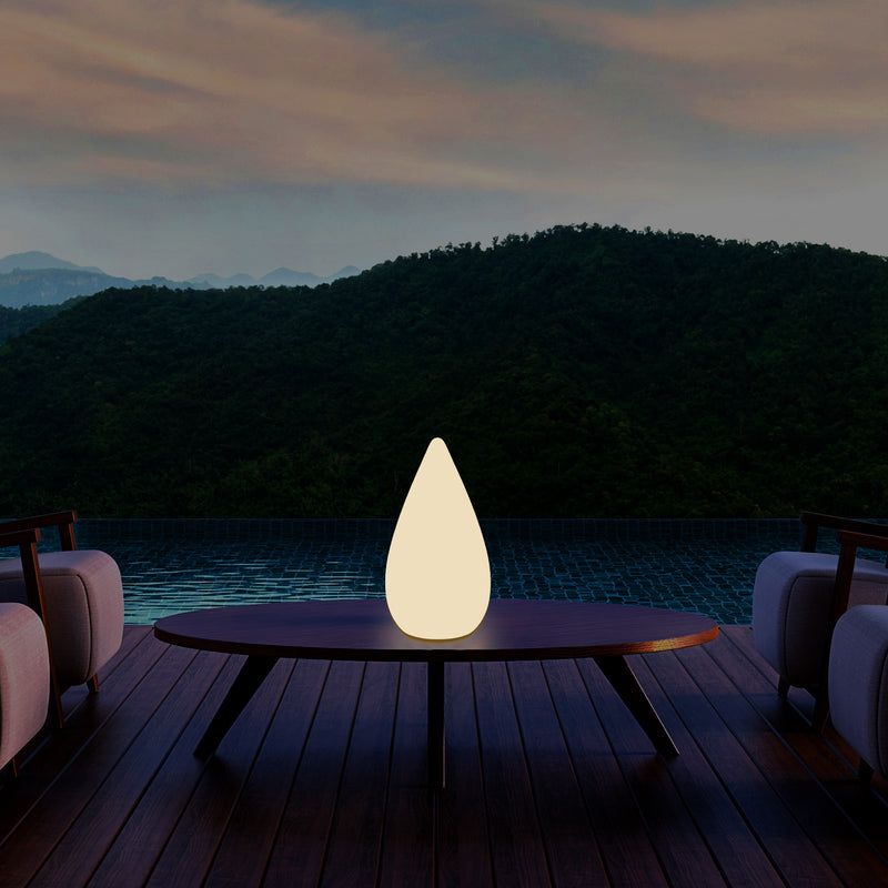 Lampadaire à LED design 37cm Lampe de table goutte d'eau E27 pour la chambre à coucher, blanc chaud