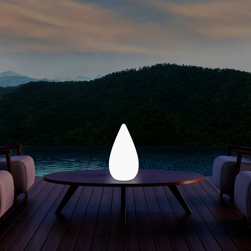 Lampe de table décorative LED 37cm, goutte d'eau E27 Luminaire de sol pour salon, blanc