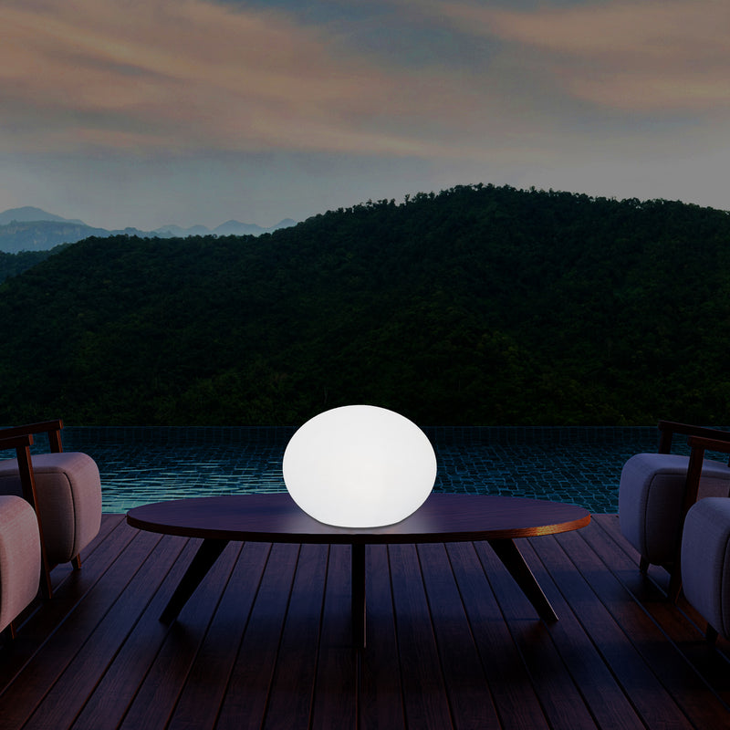 Lampe de table décorative LED E27 à intensité variable lampe de salon 3D ovale elliptique 27cm blanc
