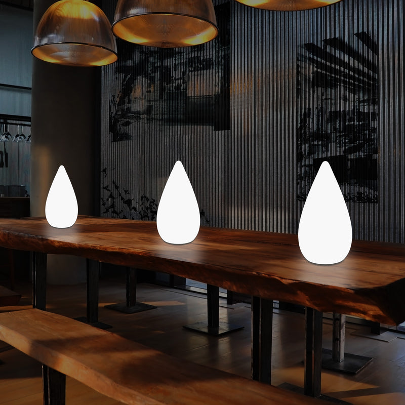 Lampe de table décorative LED 37cm, goutte d'eau E27 Luminaire de sol pour salon, blanc