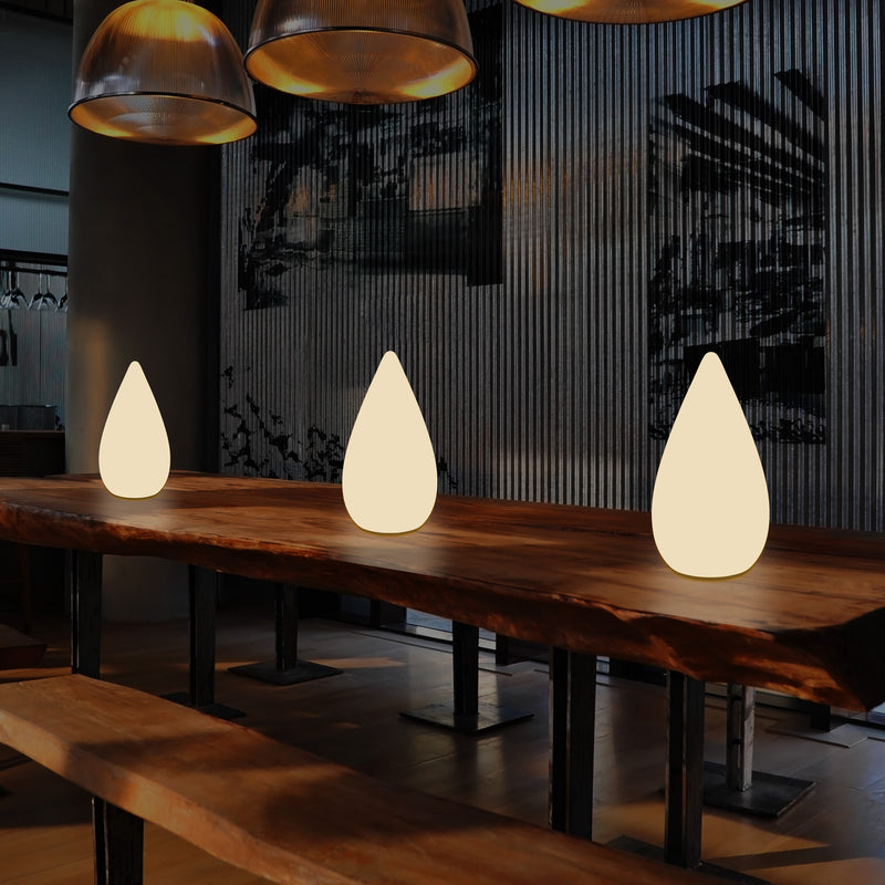Lampadaire à LED design 37cm Lampe de table goutte d'eau E27 pour la chambre à coucher, blanc chaud