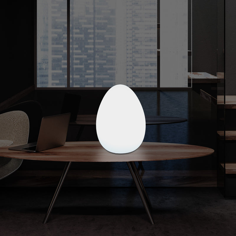 Lampe de table moderne à LED E27 pour salon, chambre à coucher, bureau, 37 cm lumière oeuf, blanc