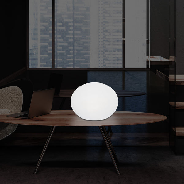 Lampe de table décorative LED E27 à intensité variable lampe de salon 3D ovale elliptique 27cm blanc