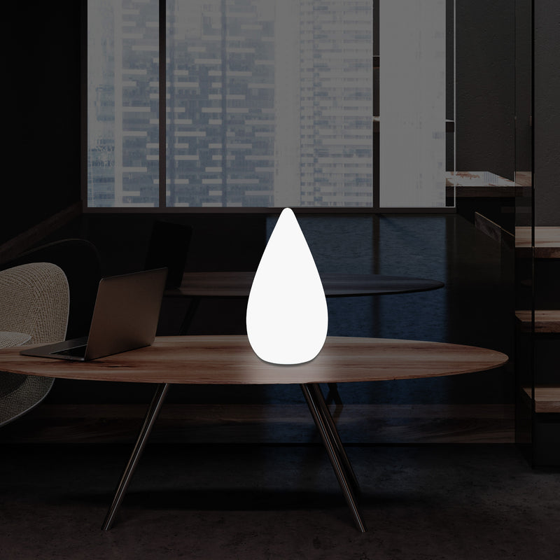 Lampe de table décorative LED 37cm, goutte d'eau E27 Luminaire de sol pour salon, blanc
