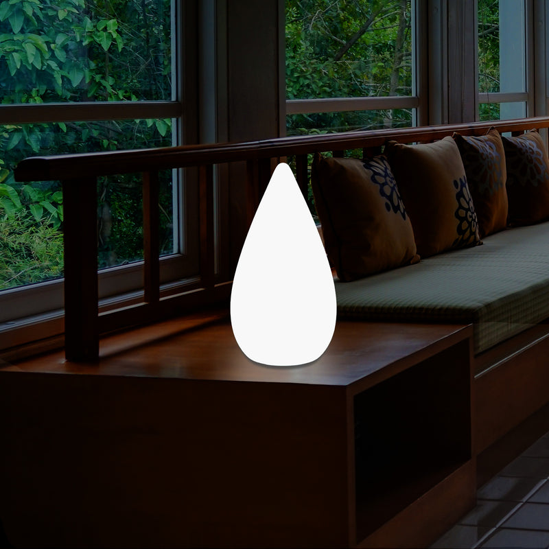 Lampe de table décorative LED 37cm, goutte d'eau E27 Luminaire de sol pour salon, blanc
