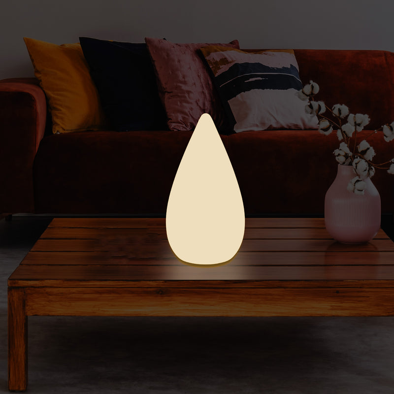 Lampadaire à LED design 37cm Lampe de table goutte d'eau E27 pour la chambre à coucher, blanc chaud
