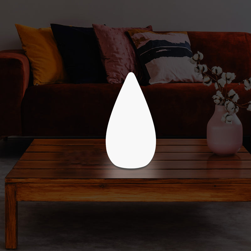 Lampe de table décorative LED 37cm, goutte d'eau E27 Luminaire de sol pour salon, blanc