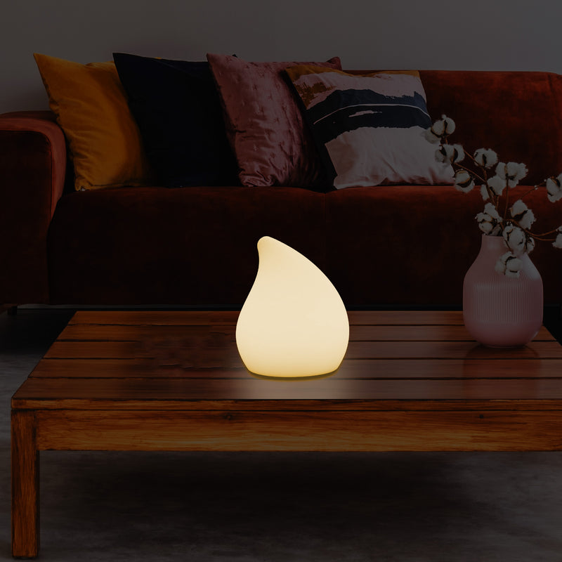 Lampe de table LED design chambre à coucher 20 cm de haut Lumière unique E27 forme larme blanc chaud