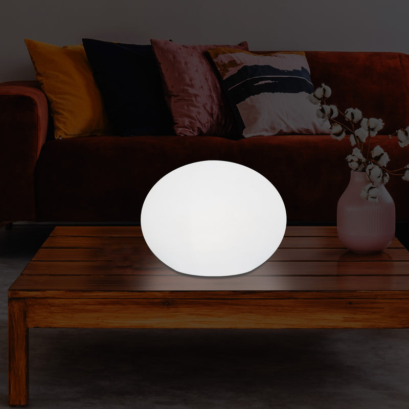 Lampe de table décorative LED E27 à intensité variable lampe de salon 3D ovale elliptique 27cm blanc