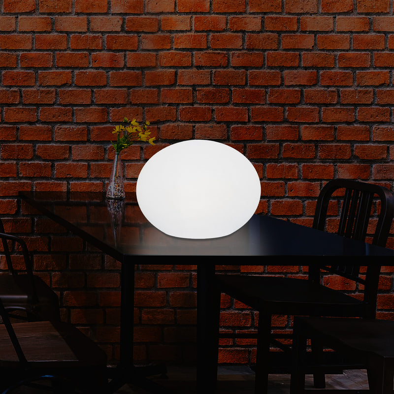 Lampe de table décorative LED E27 à intensité variable lampe de salon 3D ovale elliptique 27cm blanc