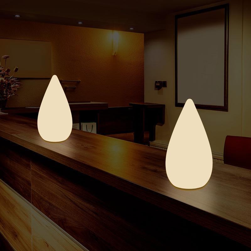 Lampadaire à LED design 37cm Lampe de table goutte d'eau E27 pour la chambre à coucher, blanc chaud
