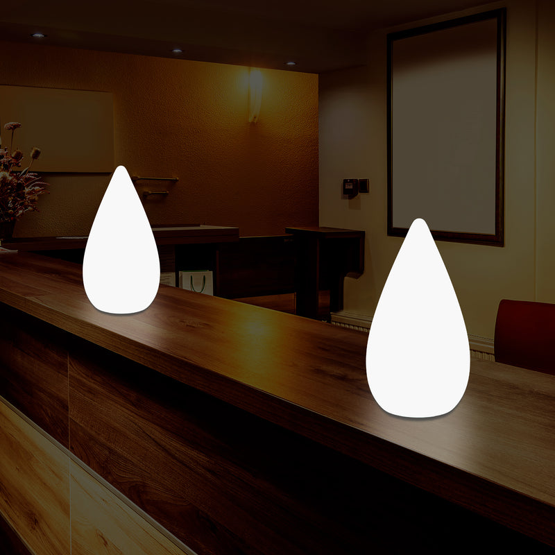 Lampe de table décorative LED 37cm, goutte d'eau E27 Luminaire de sol pour salon, blanc