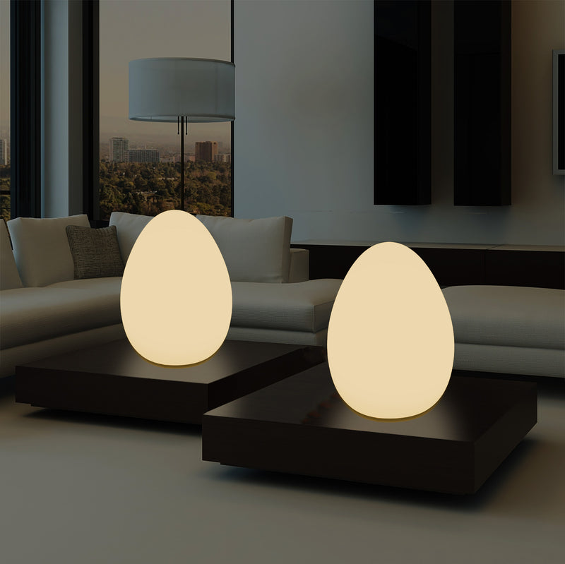 Lampe de table à LED pour chambre à coucher avec ampoule E27 blanc chaud Lampe moderne Oeuf de 37 cm