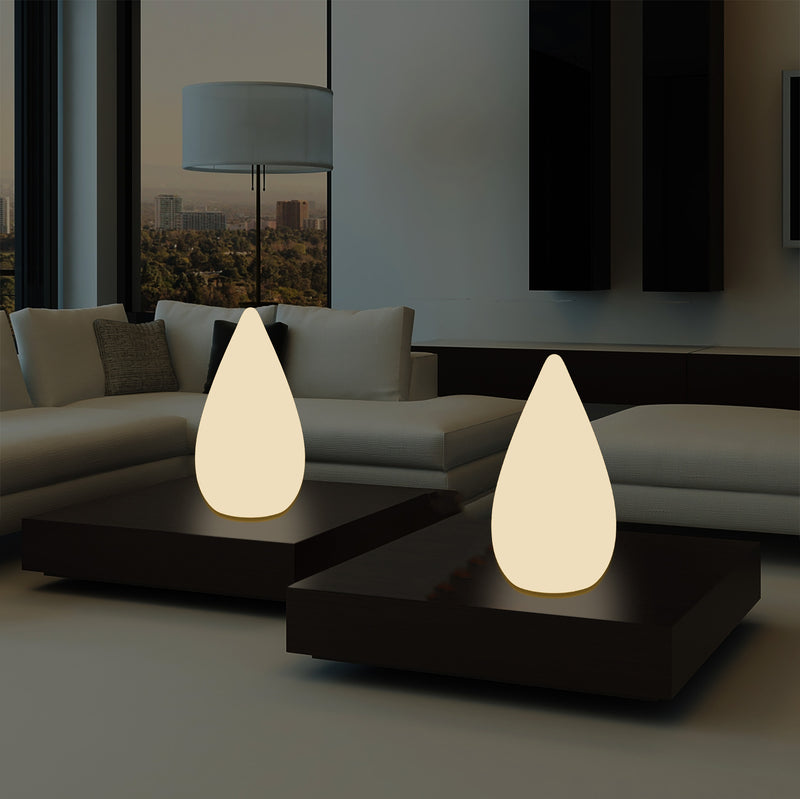 Lampadaire à LED design 37cm Lampe de table goutte d'eau E27 pour la chambre à coucher, blanc chaud