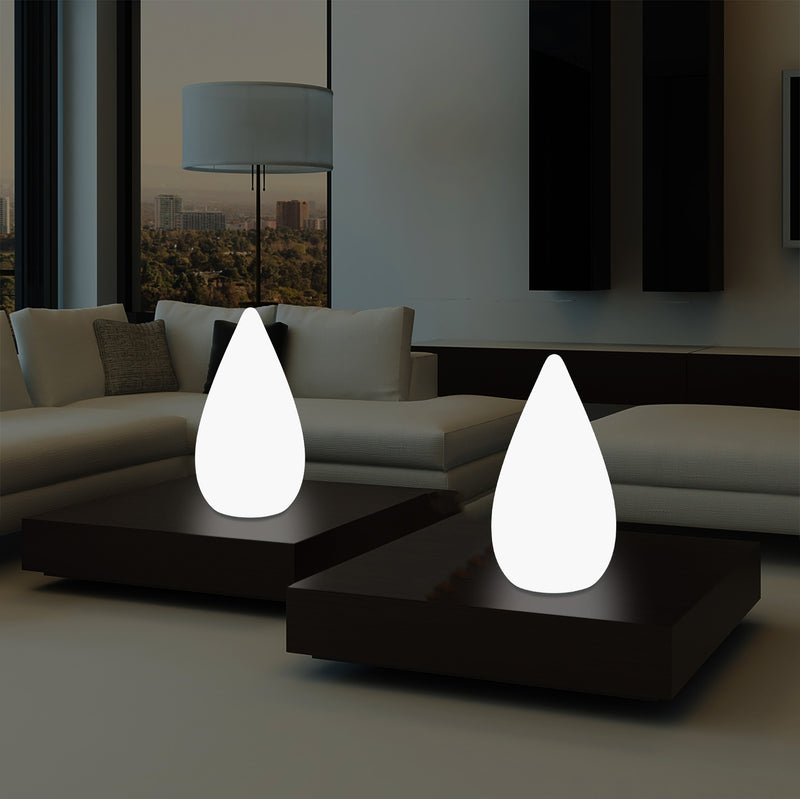Lampe de table décorative LED 37cm, goutte d'eau E27 Luminaire de sol pour salon, blanc