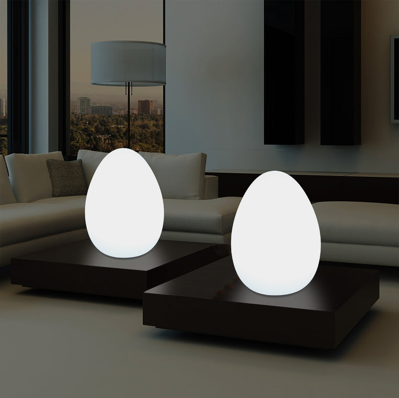 Lampe de table moderne à LED E27 pour salon, chambre à coucher, bureau, 37 cm lumière oeuf, blanc