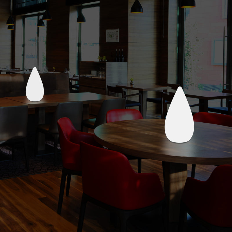 Lampe de table décorative LED 37cm, goutte d'eau E27 Luminaire de sol pour salon, blanc