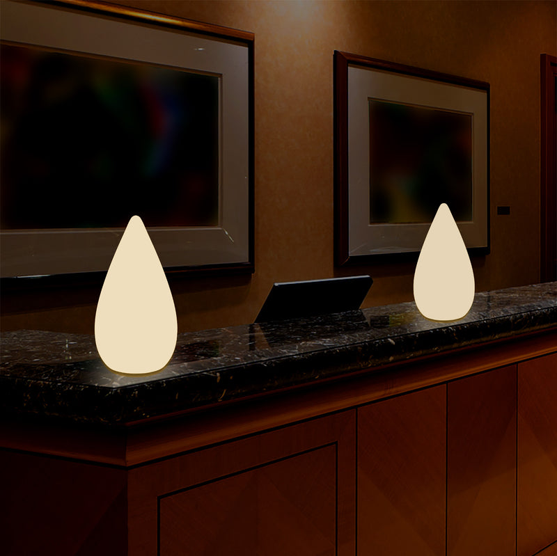Lampadaire à LED design 37cm Lampe de table goutte d'eau E27 pour la chambre à coucher, blanc chaud