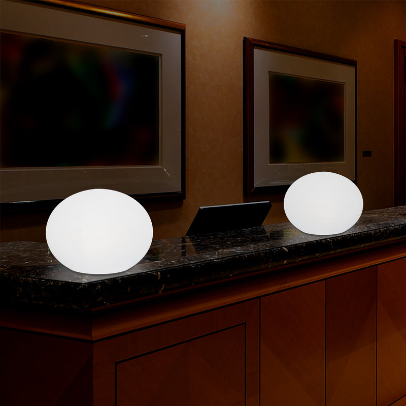 Lampe de table décorative LED E27 à intensité variable lampe de salon 3D ovale elliptique 27cm blanc