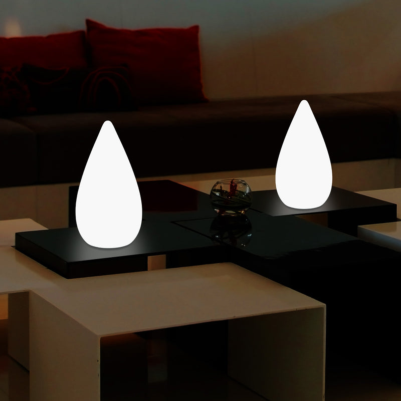Lampe de table décorative LED 37cm, goutte d'eau E27 Luminaire de sol pour salon, blanc