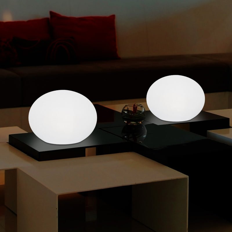 Lampe de table décorative LED E27 à intensité variable lampe de salon 3D ovale elliptique 27cm blanc