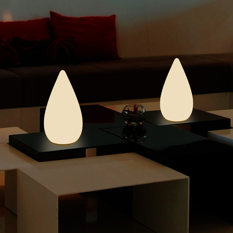 Lampadaire à LED design 37cm Lampe de table goutte d'eau E27 pour la chambre à coucher, blanc chaud