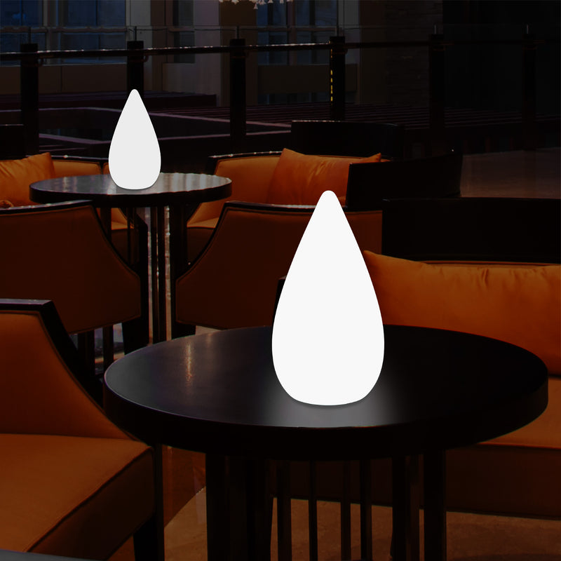 Lampe de table décorative LED 37cm, goutte d'eau E27 Luminaire de sol pour salon, blanc