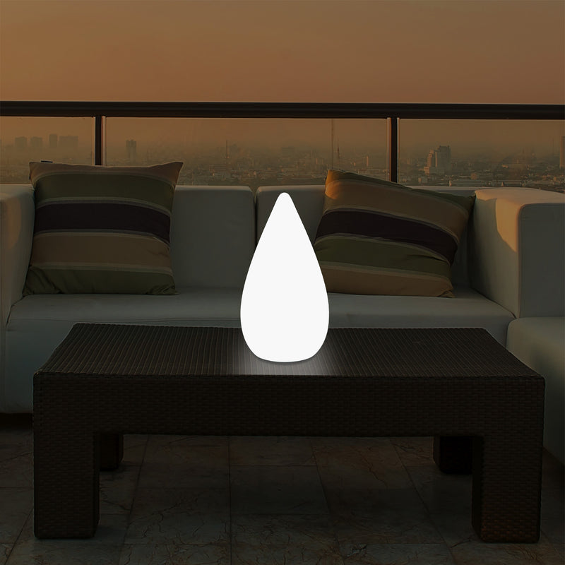 Lampe de table décorative LED 37cm, goutte d'eau E27 Luminaire de sol pour salon, blanc