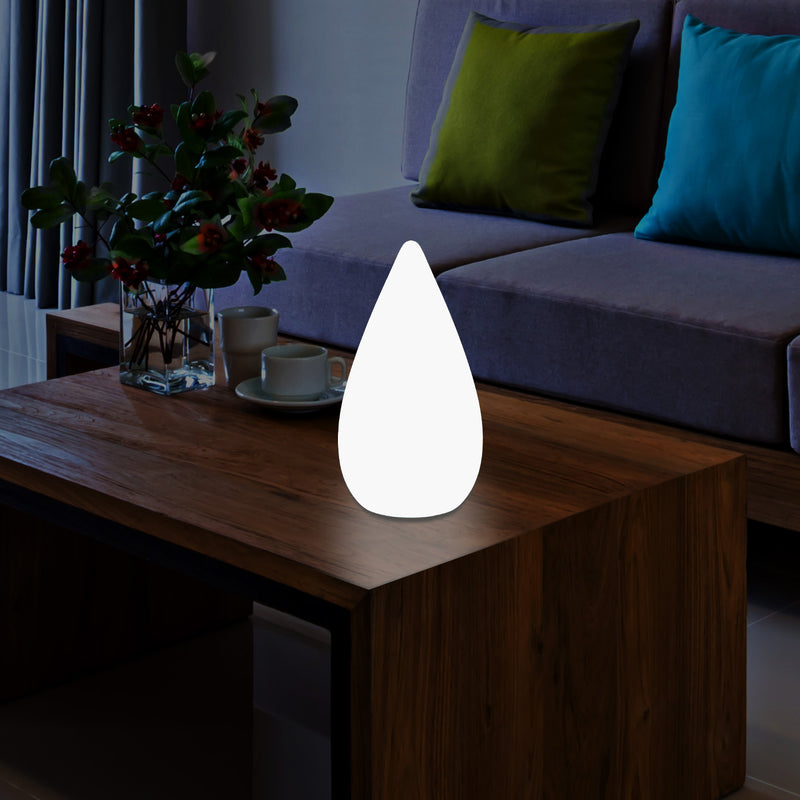 Lampe de table décorative LED 37cm, goutte d'eau E27 Luminaire de sol pour salon, blanc