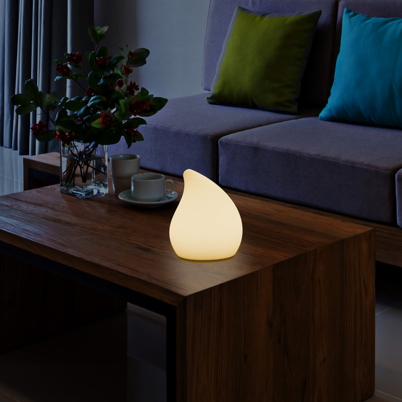 Lampe de table LED design chambre à coucher 20 cm de haut Lumière unique E27 forme larme blanc chaud