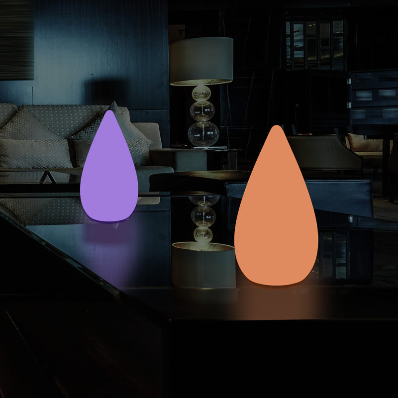 Goutte d'eau LED unique Changement de couleur Lampe de table RVB gradation de couleur, hauteur 37 cm