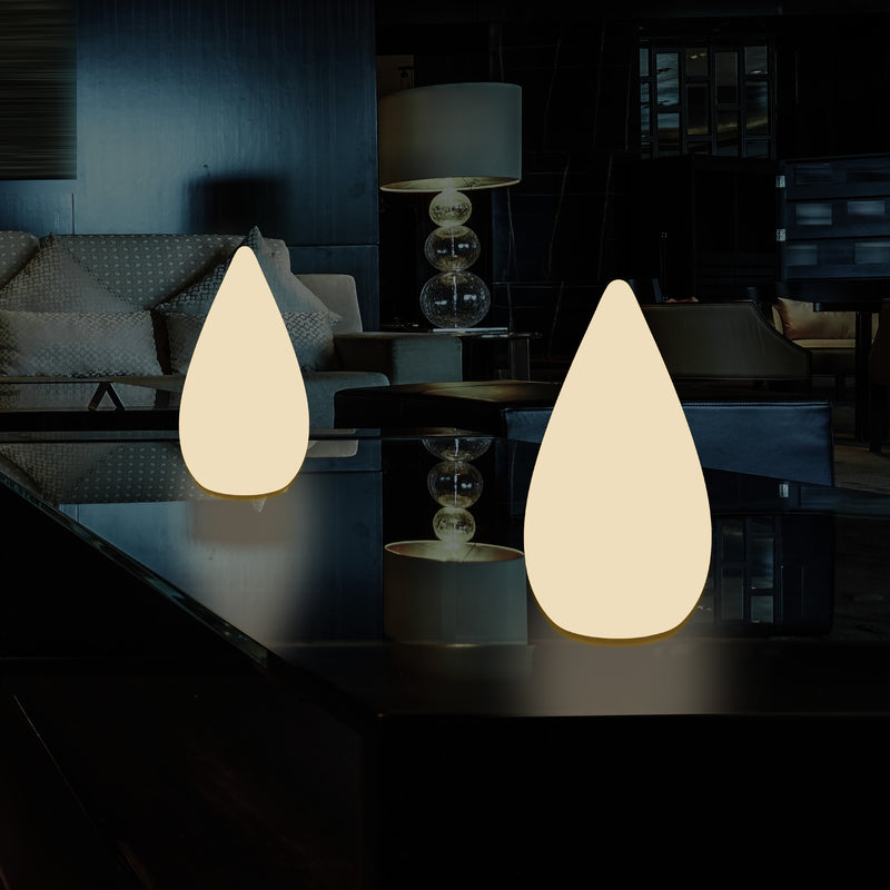 Lampadaire à LED design 37cm Lampe de table goutte d'eau E27 pour la chambre à coucher, blanc chaud