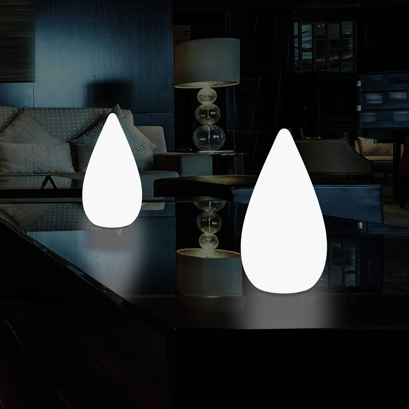 Lampe de table décorative LED 37cm, goutte d'eau E27 Luminaire de sol pour salon, blanc