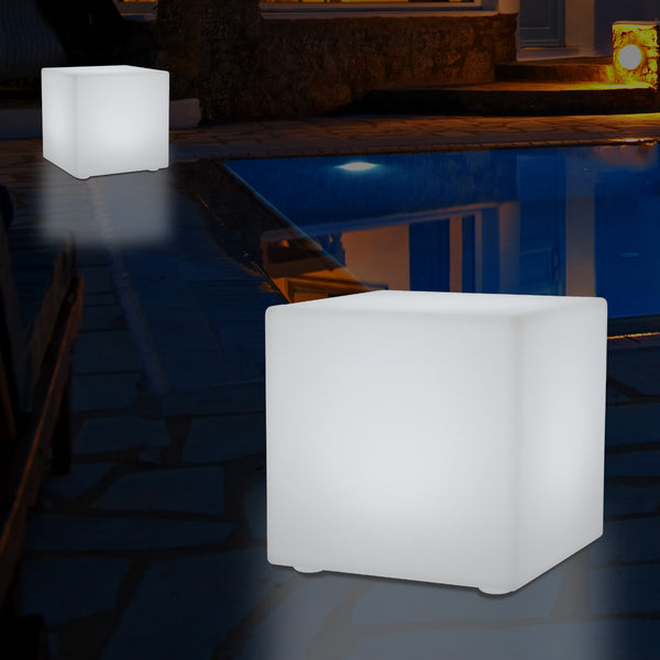 Lumière de jardin extérieur sur secteur Lampe LED 30cm changement de couleur balcon et terrasse cube