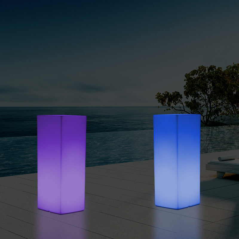 Lampe de sol socle à LED, éclairage extérieur sans fil pour terrasse ou jardin, 110 x 30 cm