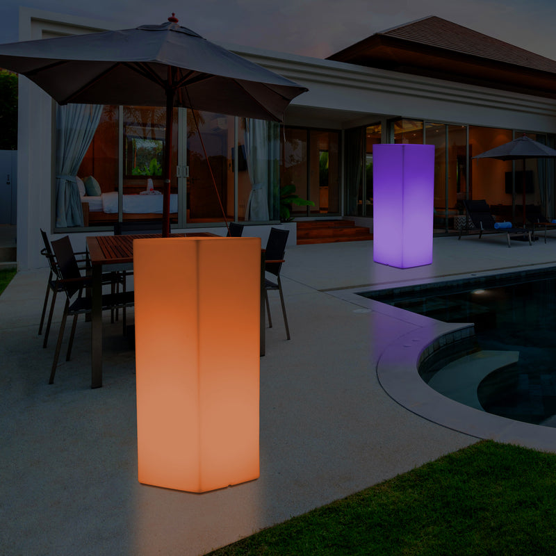 Lampe de sol socle à LED, éclairage extérieur sans fil pour terrasse ou jardin, 110 x 30 cm