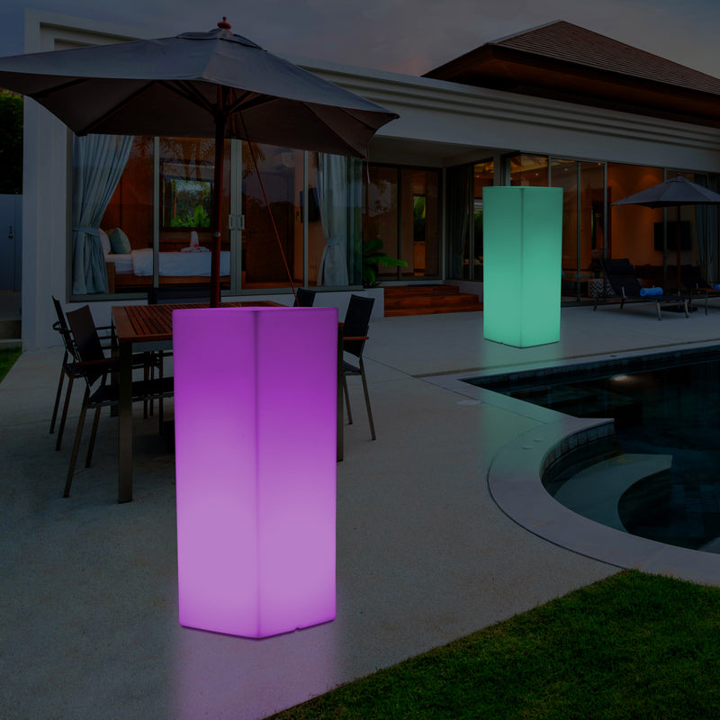 Lampe de sol socle à LED, éclairage extérieur sans fil pour terrasse ou jardin, 110 x 30 cm