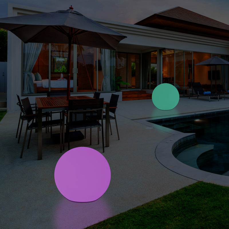 Lampe de jardin boule éclairage extérieur pour patio RVB intensité variable, sur secteur 40 cm 400mm