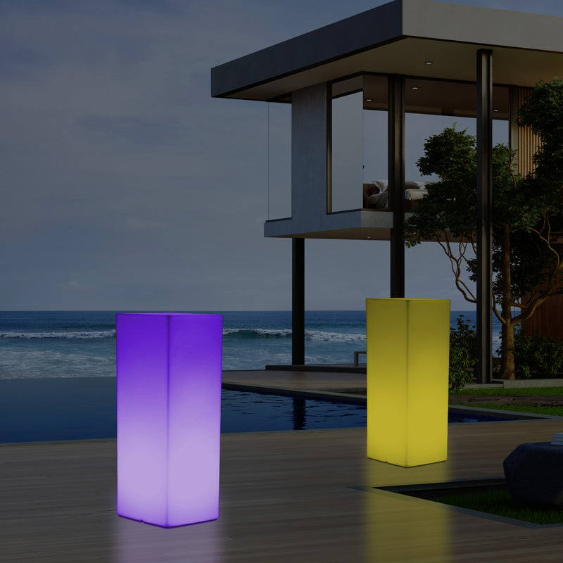 Lampe de sol socle à LED, éclairage extérieur sans fil pour terrasse ou jardin, 110 x 30 cm