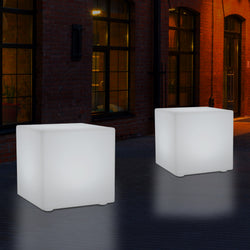 Siège tabouret chaise Cube LED pour l'extérieur Lampe de jardin sur secteur, multicolore 400 x 400mm