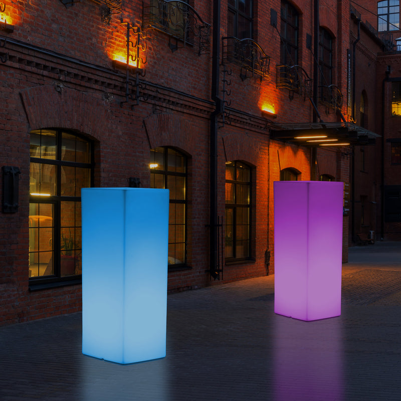 Lampe de sol socle à LED, éclairage extérieur sans fil pour terrasse ou jardin, 110 x 30 cm