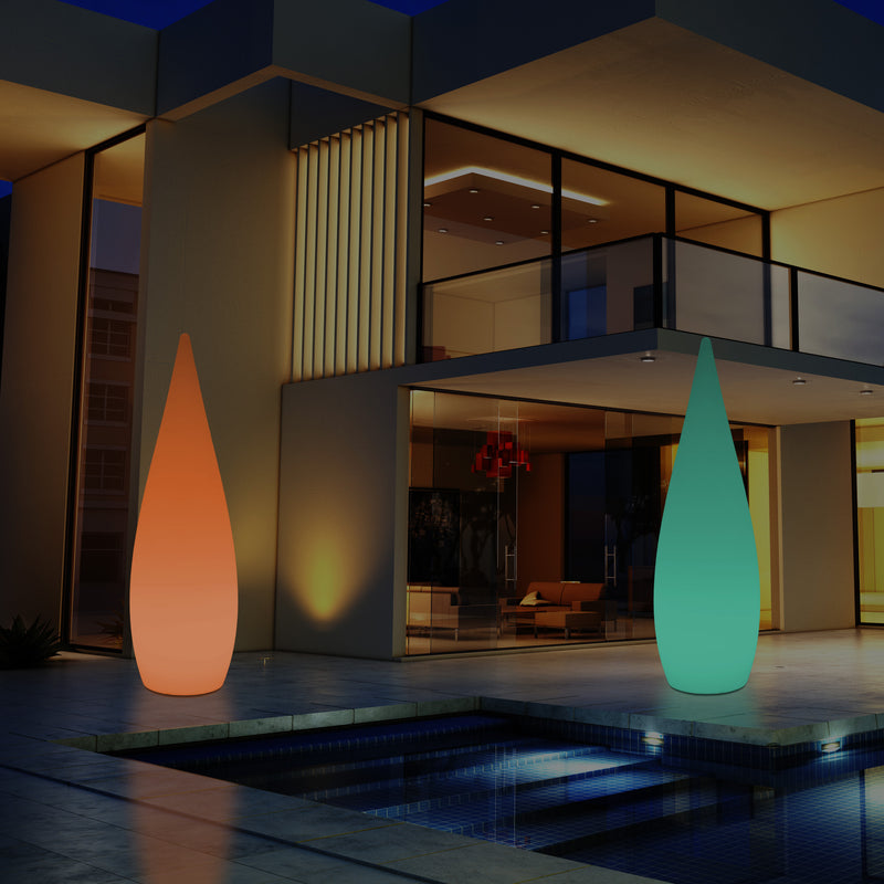 Grand lampadaire LED design de 150cm, lampe à goutte d'eau 1,5m avec changement de couleur sans fil
