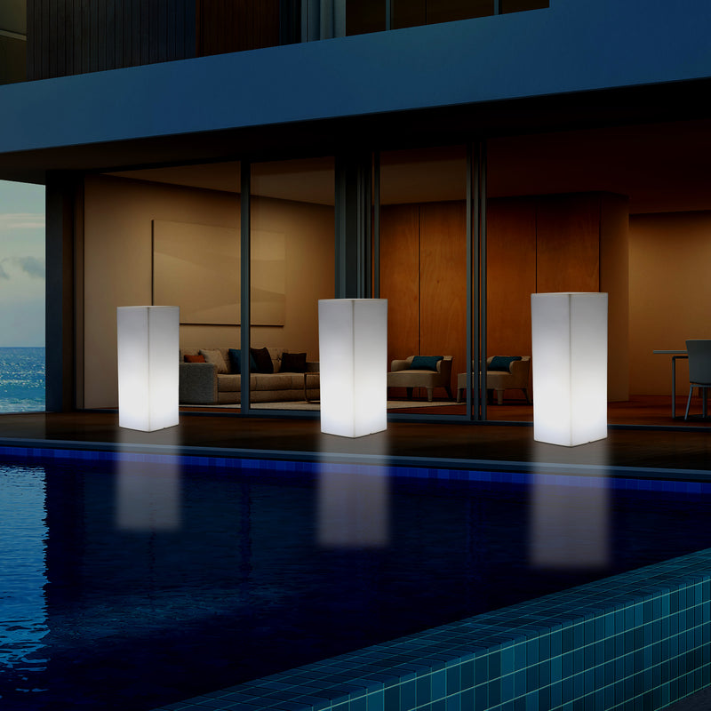 Lampe de sol socle à LED, éclairage extérieur sans fil pour terrasse ou jardin, 110 x 30 cm