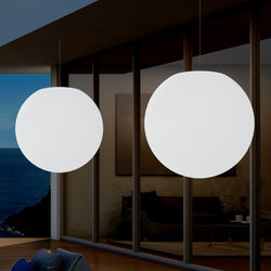 Plafonnier jardin extérieur fonctionnant sur secteur, lampe pendante sphère LED 50 cm, multicolore