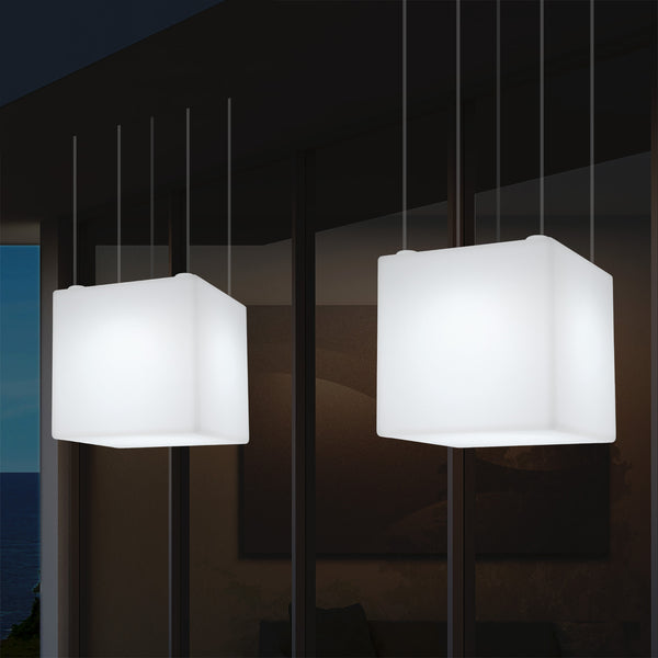 Plafonnier de terrasse pour l’extérieur sur secteur Lampe suspendue Cube LED 50 cm basse tension 5V