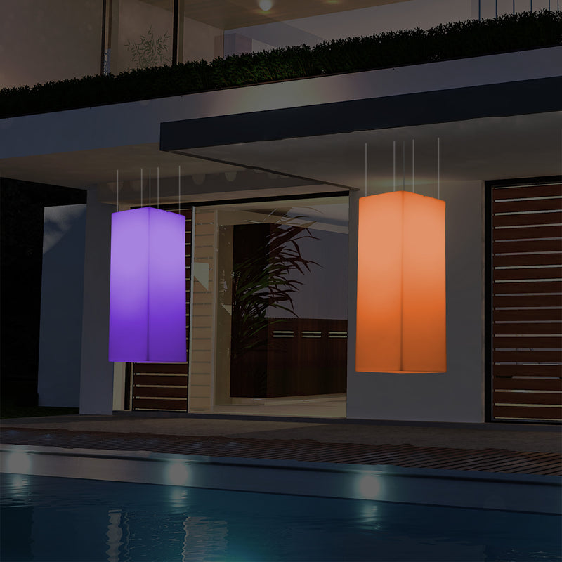 Lampe suspendue à LED pour terrasse jardin sur secteur Lumière suspendue rectangulaire 80 x 30cm RGB